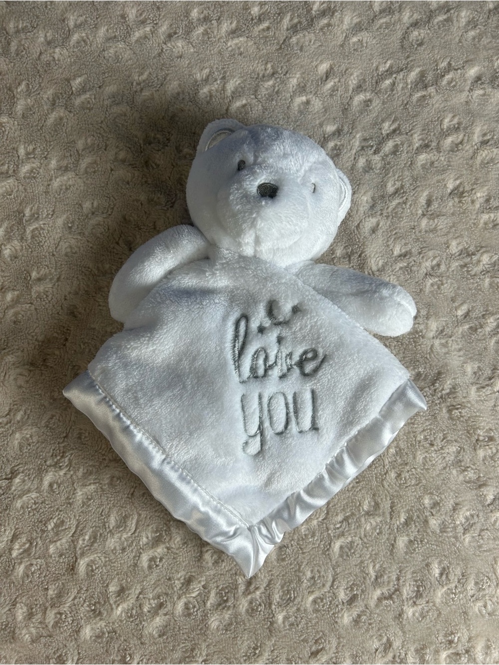 Baby Essentials Love You Teddy Bear Lovey Security Blanket White Moon Stars